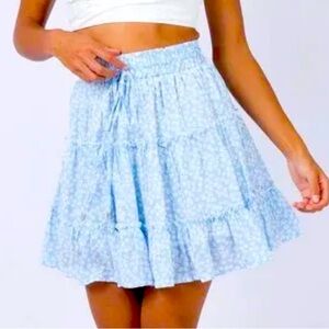 Princes Polly Blue Floral Ruffle Mini Skirt - Women